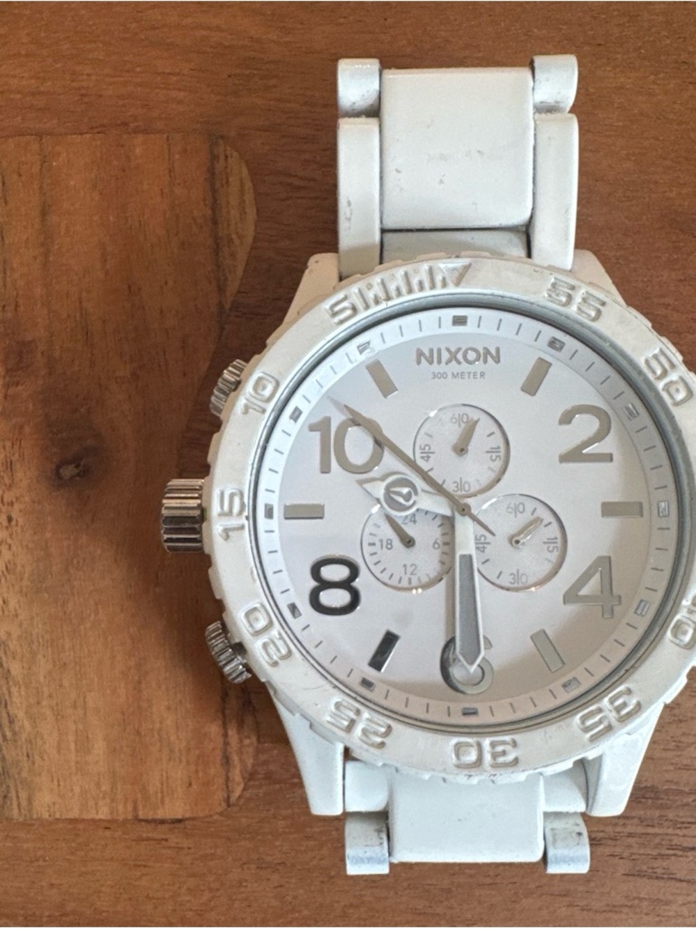 Nixon White Chronograph Men’s Watch with Silver Details